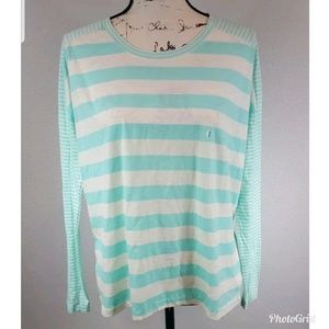 Aerie Thin Knit Long Sleeve Ivory Seafoam GreenTop